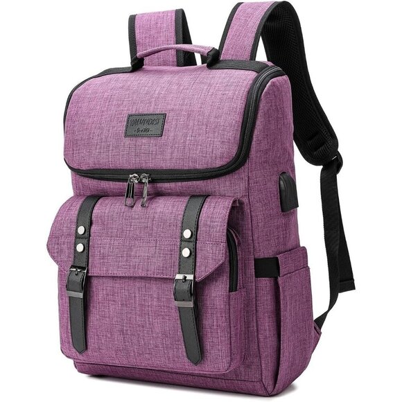 YALUNDISI Vintage Backpack Travel Purple Laptop bag with USB Charging Po… - Picture 1 of 6